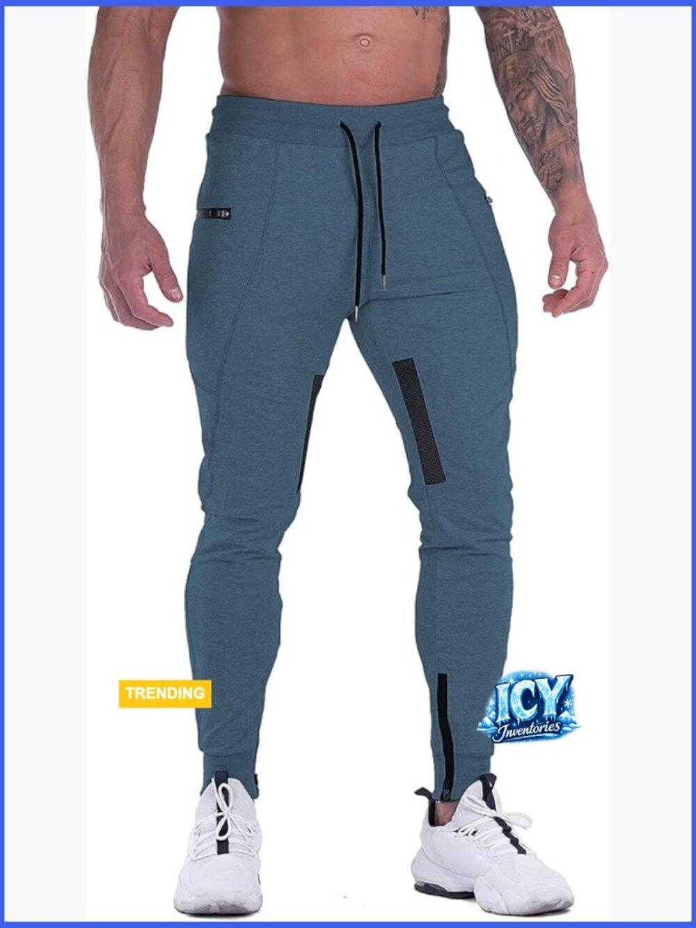 Men's Slim Fit Jogger Sweatpants with Mesh Thigh & Zipper Pockets